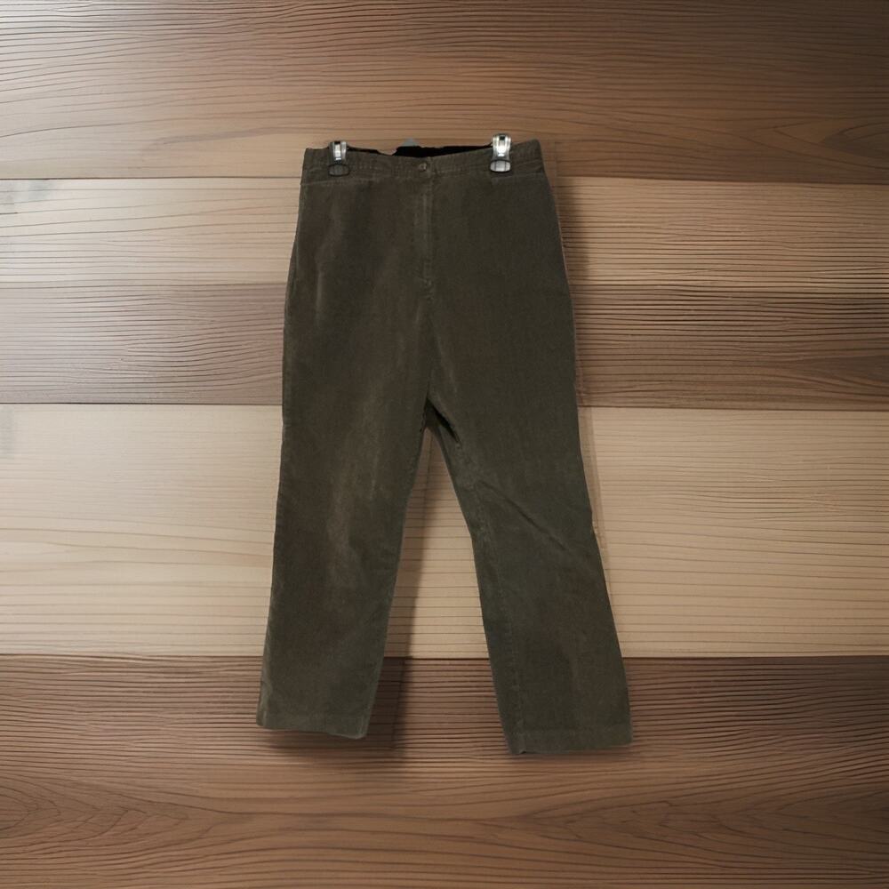 Vintage Dressbarn Corduroy Green Pants SZ 12P Stretch Waist